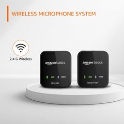 amazon basics Professional Wireless Microphone System for DSLR/Camcorder/Smartphone/Tablet | Advanced Noise Cancellation | Superior Sound Quality | 100m Range image 2