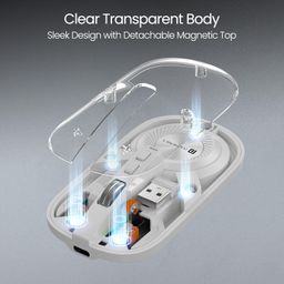 Portronics Toad 8 Transparent Wireless Bluetooth Mouse with Dual Wireless (BT + 2.4 GHz), Rechargeable Battery, Noise-Free Clicking, Show/Hide Desktop, Multi-Device Pair, Adjust Sensitivity (White) image 5