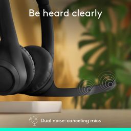Logitech Zone 300 Wireless Bluetooth Over Ear Headset with Noise-Cancelling Microphone, Compatible with Windows, Mac, Chrome, Linux, iOS,iPados, Android – Black image 2