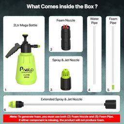Pivalo Foam Sprayer Bottle for Bike & Car – 2L Foam Pro Washer Pump with Dual Adjustable Nozzles, Additional Cap, Multi-Purpose Use for Auto Home & Garden – No Power Needed (Pack of 1, Random) image 4