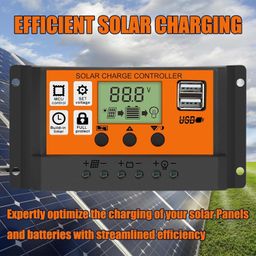 kh 30A Solar Charge Contoller 12V/ 24V Solar Panel Charge Controller Intelligent Regulator with Dual USB Port Auto Parameter LCD Display - Timer Setting ON/Off Hours (30 A) image 4