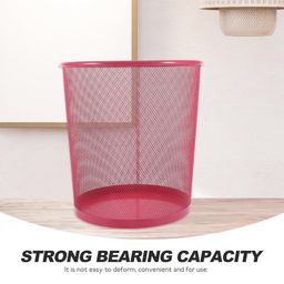 STOBOK Mesh Trash Can Round Mesh Waste Basket Mesh Garbage Bin Open Top Lightweight Bathroom Wastebasket Recycling Bins for Office Home Red image 5