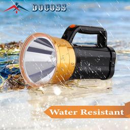 DOCOSS 50 W Long 1 km Range Water Resistance Ultra Bright Rechargeable LED Torch Lights with 6000 mAh /7-14 Hours High Battery Black, Black, 2000 Lumens image 3