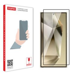 POPIO Tempered Glass Screen Protector Compatible For Samsung Galaxy S24 Ultra Cellphone (Black) Edge To Edge Coverage With Easy Installation Kit image 1