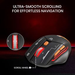 Portronics Vader Max Wireless Rechargeable Mouse, Bluetooth 5.3 & 2.4 GHz Dual Mode, 6-Button Control, Adjustable DPI Up to 2400, Ergonomic, Universal Compatibility for Laptop, Desktop, Gaming(Black) image 2