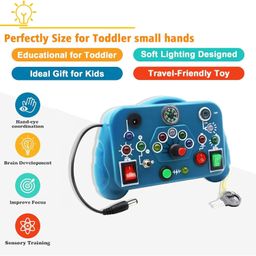 Kidology Stuff Toddler Busy Board Switch Light Game Sensory & Educational Gaming Console Travel-Friendly Activity Toy With Soft Lighting For Hand-Eye Coordination & Brain Development, Blue image 3