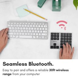 Macally Bluetooth Number Pad for Laptop - Slim Aluminum Design - Rechargeable Wireless Numeric Keypad - 35 Key Numpad Keyboard for Data Entry - for MacBook, iPad, iPhone, iOS, PC, Android - Space Gray image 3