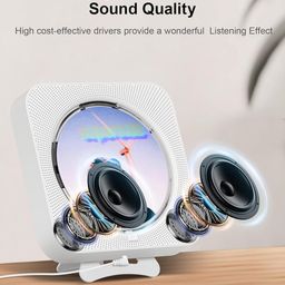 envycloud CD Player Portable Bluetooth Desktop CD Player for Home, Mini Cute CD Players for Kids, Built-in Dual Speakers and LED Display with Remote Control, Supports CD/FM Radio/USB/AUX/Timer/Repeat (White) image 3