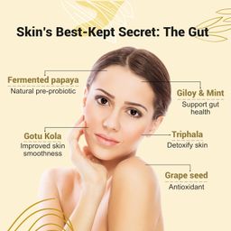 Cureveda SkinGut Pre & Probiotic Powder for Clear Skin | Supports Acne Control | Gut Health| Skin Detox | Plant-Based Formula with Antioxidants | No Added Sugar & Artificial Flavour(150 gm) image 3