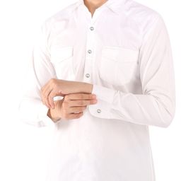 vama Fashions Silver Plated White Stone Kurta Buttons Cufflinks Studs with Chain for Men image 3