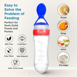 Mee Mee Squeezy Silicone Spoon Food Feeder for Babies of 6 to12 Months with in-Built Stand | BPA Free Material with Food Grade Silicone Tip (Red) image 4