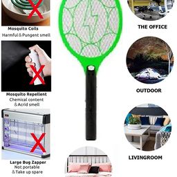 Ey Catching Rechargeable Electric Mosquito Racket Bug Zapper Fly Swatter and Insect Killer Bat (Multicolor) image 4