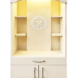 alpine willow 2X4 Ft Wooden Temple I Mandir for Home I Pooja ghar I Corian Design Temple I Big Temple for Home I Pooja Mandir Unit I Devghar with LED Light (Frosty White) (TP-018) image 2