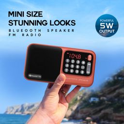 Amkette Pocket Mate Digital FM Radio with Bluetooth Speaker - Type C Charging, Antenna, Multiple Playback 8 Hours Playtime, and Number Pad (Headphone Jack, SD Card, USB Input) (Red) image 4