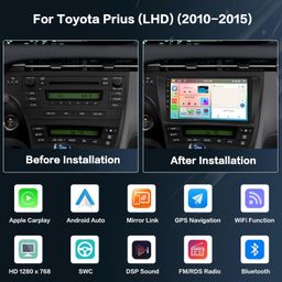 inefala 8-Core 4+64G Android 13 Car Stereo Upgrade Radio for Toyota Prius 2010-2015(LHD), 9'' Touch Screen with Wireless Apple CarPlay & Android Auto, AHD Backup Camera, Mirror Link, GPS Navigation image 2