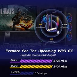 e029 WiFi 6 Wireless Card AX210 NGW Bluetooth 5.3 Tri-Band 2.5G/5G 5400Mbps for Desktop PC Supports Windows 10/11 (64bit) M.2/ NGFF Includes Ipex Cable, 5dBi Antennas and Brackets image 5