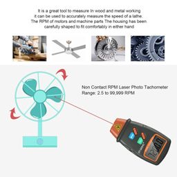 Real Instruments Handheld Non Contact Tachometer/Laser Photo Tachometer/RPM Meter Rotation Speed Measurement Laser Type Speed Meter Gauge (DT-2234C+) image 3