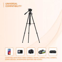 Amazon Basics 67 inch Professional Tripod Stand with Mobile Phone Holder | 360° Rotating Ball Head Extendable Height (61.5-172 cm) | Aluminium Alloy Legs with Flip-Locks | Includes Carry Bag image 4