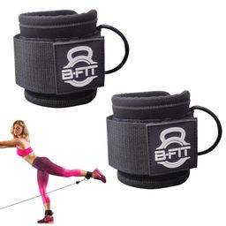 B Fit Neoprene Padded Ankle Strap/Ankle Cuff for Cable Machines Attachment - Adjustable Soft Wrist Cuff with D Ring, for Kickbacks, Glute Workouts, Leg Extensions, Curls, Exercises, One Pair image 1