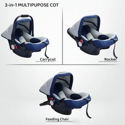 R for Rabbit Baby Cozy Carry Cot with 3 in 1 Multi-Purpose Baby Rocker & seat| 3 Point Safety Harness for New Born Babies of 0 to 15 Months (Grey Blue) image 3
