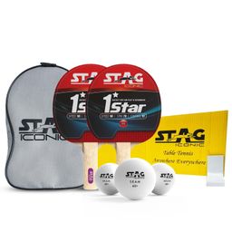 Stag Iconic Professional 1 Star Table Tennis (T.T) Set Table Tennis Rackets and T.T White Balls Included All in One Ping Pong Paddle Playset Table Game Accessories image 1