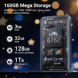160GB MP3 Player with Bluetooth and WiFi, MECHEN Android 13 OS MP3 & MP4 Players with 4" Touchscreen and Speaker,Music Players with Spotify,Pandora, Audible, Amazon Music, Play Store image 2