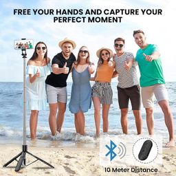 Wecool S5s Selfie Stick with Tripod Stand 360 Degree, Extendable Upto 62inc / 157cm Long Selfie Stick with 6 Section Stable Base for Mobile/GoPro/Camera, Perfect for Vlogging & Photoshoot image 5