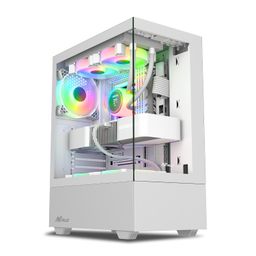 Ant Value CV100 Mid-Tower Computer Case/Gaming Cabinet – White | Support ATX, M-ATX, ITX | Pre-Installed 2 Top & 1 Rear Rainbow Fans image 1