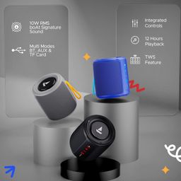 Boat Stone 352 Bluetooth Speaker with 10W RMS Stereo Sound, IPX7 Water Resistance, TWS Feature, Up to 12H Total Playtime, Multi-Compatibility Modes and Type-C Charging(Groovy Grey) image 2