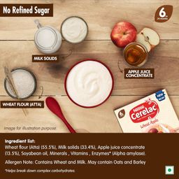 CERELAC Baby Cereal | No Refined Sugar | Wheat Apple for 6-24 months baby | Omega 3 Iron Protein Calcium Vitamin D for babies | Instant Infant Cereal | Travel Friendly | 350g image 3