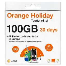 TSIM Europe eSIM 30 Days 100GB Data with Unlimited Local Calls + 120 Minutes Call Home | 5G Network | Hotspot Tethering Allowed image 1