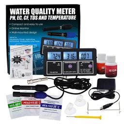 5-in-1 Water Quality Meter, PH EC CF TDS Temperature Multi-Parameter Water Quality Monitor with Backlight, Wall-mountable & Rechargeable, Water Quality Tester for Aquariums, Hydroponics, Lab image 3