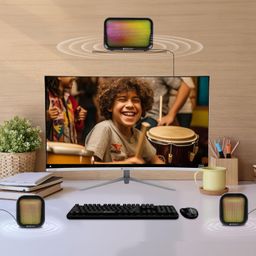 ZEBRONICS Pluto 1-2.1 Channel Desktop Speaker with 15 watts Output, Bluetooth 5.3, 3.5mm Jack Line Input, Inbuilt Volume Control, USB Powered, RGB Lights image 5