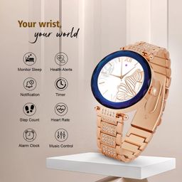 GameSir GEN 17 Smart Watch Golden Chain 1.28" AMOLED Display with High Resolutions Bluetooth Calling Multiple Watch Faces & Sports Mode Newest & Luxury Round Dial Smartwatch for Women & Men (Blue) image 3