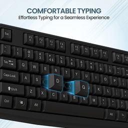 Portronics Ki-Pad 4 USB Wired Keyboard with Fn Multimedia Hotkeys, Full-Size Layout with Num Pad, Ergonomic Design, 1.5m USB Cable, for Laptop, PC, Mac (Black) image 2
