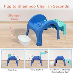 R for Rabbit Jelly Bean Plus Chair with Shampoo Bowl 3 in 1 Multi-Functional Baby Study, Shampoo, Meal & Regular Kids Seating Chair with High Backrest for 1-8 Years Kid, Weight Upto 40Kgs (Green Blue) image 3