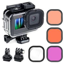 gepuly Waterproof Case with Dive Filters for GoPro Hero 9 10 11 12 Black,60m Underwater Protective Dive Housing Case with Red, Snorkel, Magenta, Close-up Filters for GoPro Hero 12 11 10 9 Black Camera image 1