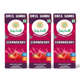 Only Earth Oats Shake | Strawberry | Plant-based | Lactose-free | No Added Preservatives| Cholesterol-free | Guilt-free | With Calcium, Vitamin D, B1, B2 & B12 | 200 ml (Pack 3) image 1