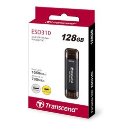 Transcend 310C 128GB USB C & USB A External Portable SSD, Up to 1,050 MB/s, 5 Yr Warranty, Black, for iPhone 15 pro max, MacBook, Ipad, Laptop and Desktop TS128GESD310C image 2