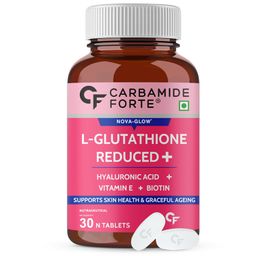 Carbamide Forte Japanese Reduced L Glutathione Tablets 500mg with Vitamin E | Glutathione with Hyaluronic Acid, Vitamin E, Lycopene & Biotin – 30 Veg Tablets Each image 1