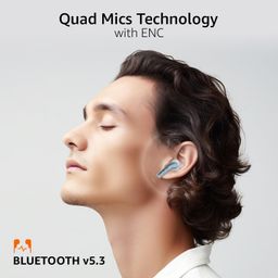 amazon basics TWS in-Ear Earbuds (AB-T10) with Fast Charging up to 50 Hours of Playtime | Dual 10mm Driver | IPX4 Water-Resistance | Bluetooth 5.3 | Charging Case with Mic | Touch Control (Blue) image 4