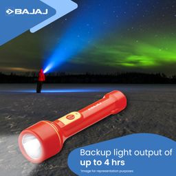 Bajaj Raftaar Jumbo LED RC Torch | Upto 4 Hrs Backup | 3 Mode Switch | 6 Months - Warranty (Pack of 1, Red) image 3