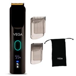 Vega SmartOne S1 Beard Trimmer for Men with Titanium Blade, Digital Display, 120 mins Runtime, IPX7 Waterproof & 40 Length Settings, 3 Unique Speed Mode Black (VHTH-30) image 1