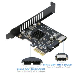 PCIe to 20Pin + Type-E Internal Card, RIITOP PCI-e x1 to (19+1) Pin USB 3.0 Socket and USB C Type-e (A Key) Front Panel Header Expainsion Adapter 5Gbps image 2