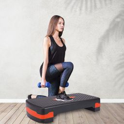 wearslim Wearslim® Professional 2-Level Adjustable Aerobic Stepper & Non-Slip Handles Double Wheel Ab Roller, Non-Slip Textured Surface Workout Fitness Step Platform, Abdominal Workout Equipment with Knee Mat image 2