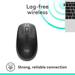 Logitech M190 Wireless Mouse , Full Size Ambidextrous Curve Design, 18-Month Battery with Power Saving Mode, USB Receiver, Precise Cursor Control + Scrolling, Wide Scroll Wheel, Scooped Buttons -Black image 3