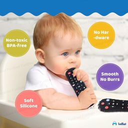 FunBlast Teether for Babies - Silicone Remote Teether for 3+ Month Baby & Toddlers, Teething Toys for Babies and Toddlers, Helps Biting Skills Development, Activity Toys for Babies (Black-) image 4