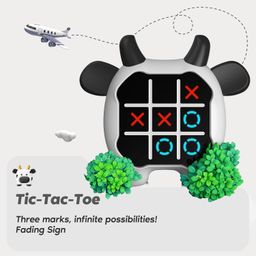 inklab Tic Tac Toe Game, Animal-Themed 3-in-1 Handheld Puzzle Game Console, Board Games for Kids and Adults, Portable Travel Games for Car Ride, Birthday Gifts for Ages 3+,Cow image 3