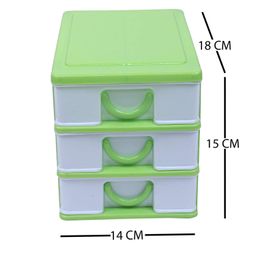 Kuber Industries Plastic Three Layer Drawer Storage Cabinet Box (Green)-CTKTC025077 image 2