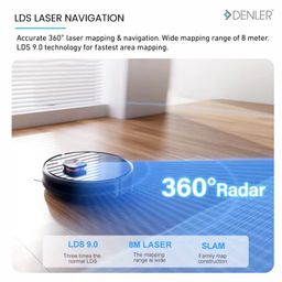 Denler Pro Robot Vacuum Cleaner & Mop | 360 Degree Radar Navigation | Wi-Fi App & Alexa Google Voice Control | 5000PA Suction Power | 180 Mins Run Time | 3000+ Sq. Ft. Coverage | 5000 mAh Battery image 2